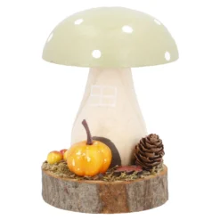 Deko-Pilz auf Holzscheibe, grün, 12 cm