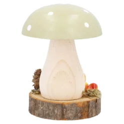 Deko-Pilz auf Holzscheibe, grün, 12 cm