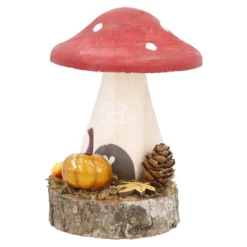 Deko-Pilz auf Holzscheibe, rot, 12 cm
