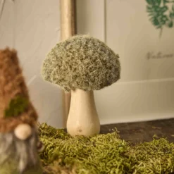 Deko-Pilz Filz, rund/grün, 8.5 x 11 cm