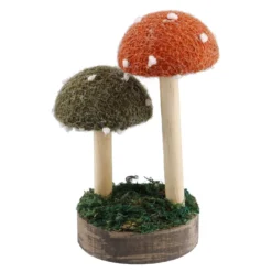 Deko-Pilz Punkte, orange/grün, 14 cm