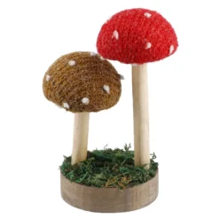 Deko-Pilz Punkte, rot/braun, 14 cm