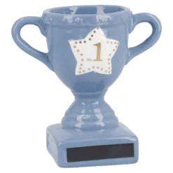Deko-Pokal mit Kreidefeld, blau, 12.5 cm