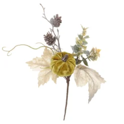 Deko-Stecker Samt-Kürbis, dunkelgrün, 24 cm