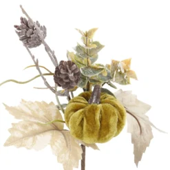 Deko-Stecker Samt-Kürbis, dunkelgrün, 24 cm