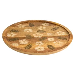 Deko-Teller Blumen, Farn/beige, 30 cm