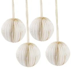 4er Set Anhänger Wabe/Kugel, offwhite