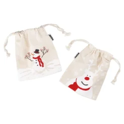 2er Set Beutel Weihnachten, Schneemann/Rentier, 13 x 16 cm