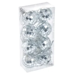 8er Set Discokugel, silber, 3 cm