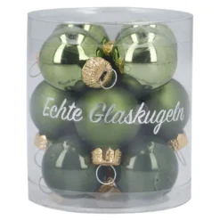12er Set Glaskugeln, 2,5 cm, moosgrün