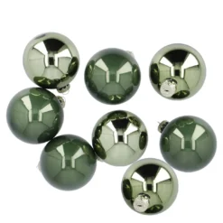 8er Set Glaskugeln 8 cm, moosgrün