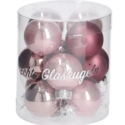 12er Set Glaskugeln 2,5 cm, rosa