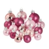 17er Set Glaskugeln Mix, rosa