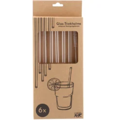 6er Set Glas-Strohhalme, 21 cm