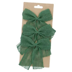 3er Set Jute-Schleife, dunkelgrün