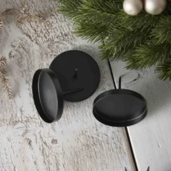 4er Set Kranzkerzenhalter, schwarz-matt, 8 cm
