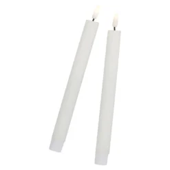 2er Set LED-Stabkerze Rustik/Timer, hellcreme, 24.5 cm