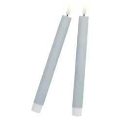 2er Set LED-Stabkerze Rustik/Timer, salbei, 24.5 cm