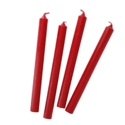 4er Set Stabkerze Rustik, rot, 25 cm