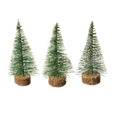 3er Set Tanne mit Schnee, Mini, grün, 6 cm