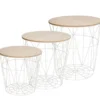 3er Set Tisch/Korb, 43 cm, weiß