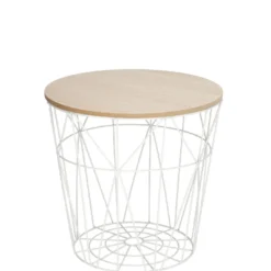 3er Set Tisch/Korb, 43 cm, weiß