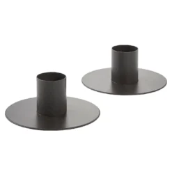 2er Set Untersetzer Stabkerze, braun matt, 8 x 3 cm