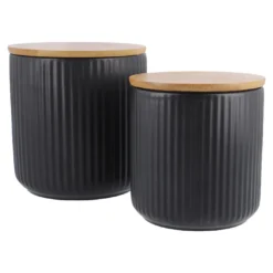 2er Set Vorratsdose Rillen, schwarz