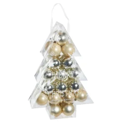 34er Set Weihnachtskugeln, champagner