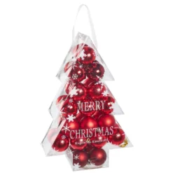 34er Set Weihnachtskugeln, rot