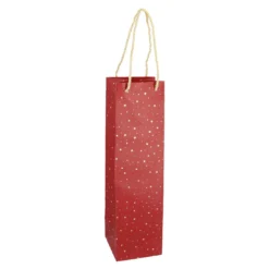 Flaschentüte Sterne, rot/gold, 10 x 36 cm