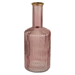 Flaschenvase Goldrand, altrosa, 21 cm