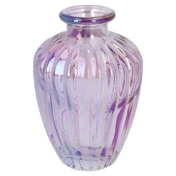 Flaschenvase Rillen, irisierend/lila, 10.5 cm
