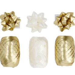 Geschenkband-Set Schleife, gold/creme, 6-teilig