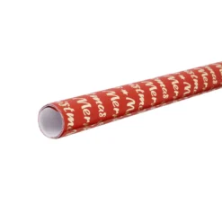 Geschenkpapier Edel mit Prägung, Schrift/rot, 2 m