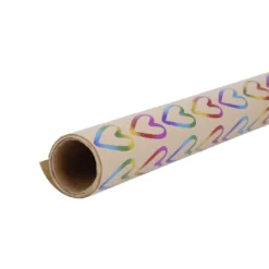Geschenkpapier Kraft, Herzen/Rainbow, 2 m