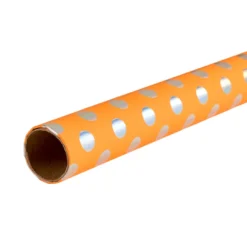 Geschenkpapier Neon/Punkte, orange/silber, 2 m