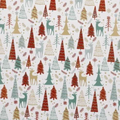 Geschenkpapier Weihnachten, Wald/Rentier/weiß, 3 m