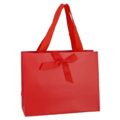 Geschenktüte Uni mit Schleife, rot, 25 x 20 cm