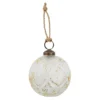 Glaskugel Blätter, creme/gold, 7 cm