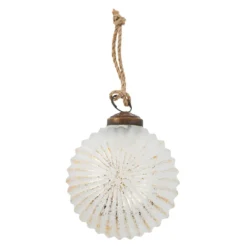 Glaskugel Querrillen, creme/gold, 7 cm