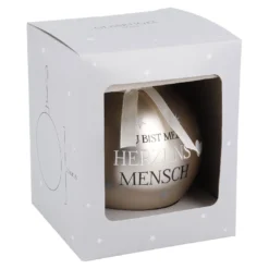 Glaskugel Spruch, Herzensmensch/champagner/matt, 10 cm