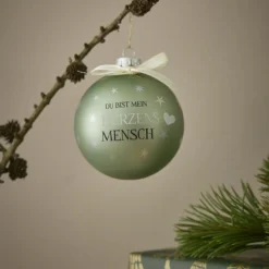 Glaskugel Spruch, Herzensmensch/mint/matt, 10 cm