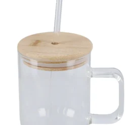 Glas mit Deckel und Strohhalm, klar, 800 ml