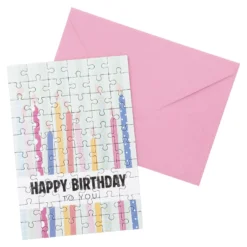 Grußkarte Puzzle mit Umschlag, Kerzen/Geburtstag