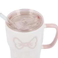 Henkelbecher mit Strohhalm, weiß, 440 ml