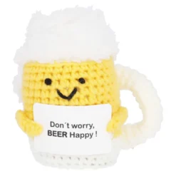 Häkelfigur Spruch, Bier, 11 cm