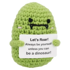 Häkelfigur Spruch, Dino, 8 cm