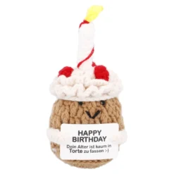 Häkelfigur Spruch, Torte, 14 cm