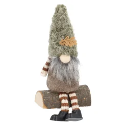 Kantenhocker Wichtel mit Blatt, braun, 13.5 cm